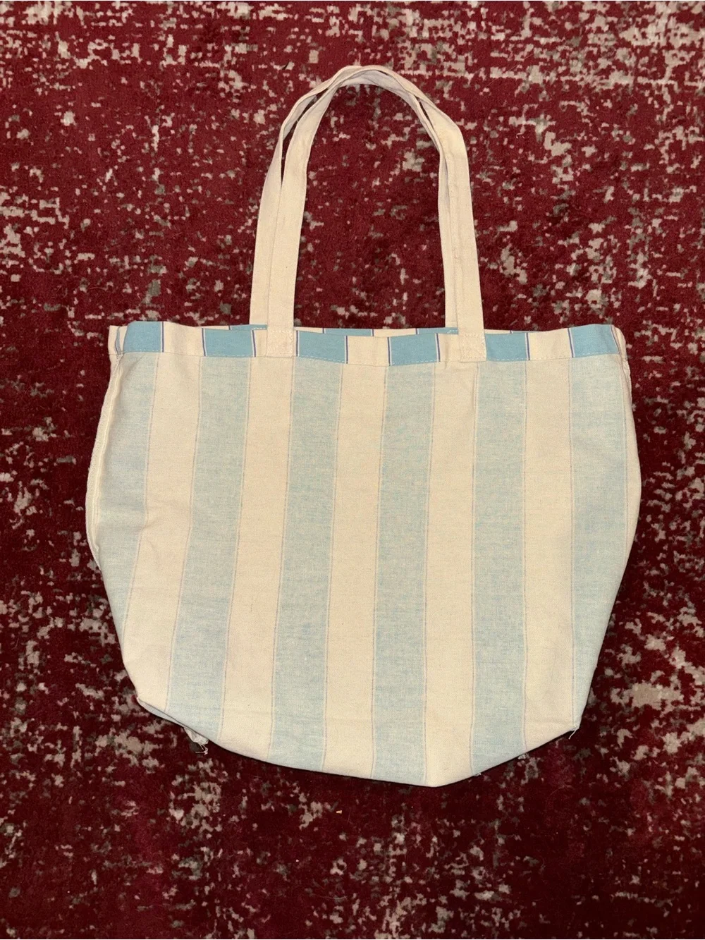 Sezane Striped Canvas Tote in Light Blue and Beige